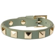 Dark - Leather Stud Bracelet Milieu Green