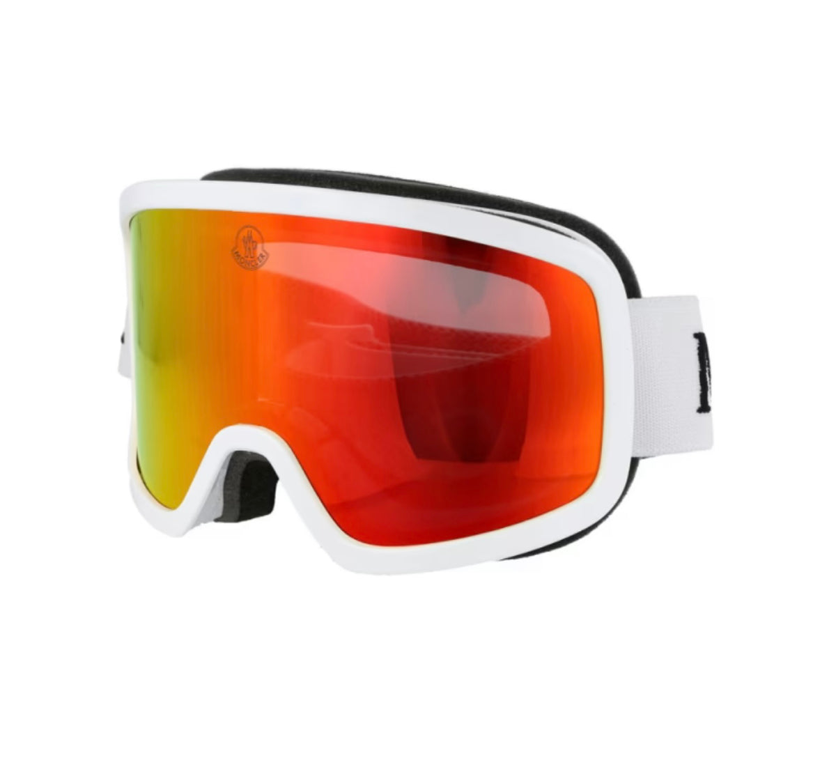 Moncler snowgoogles hvit med røde glass.