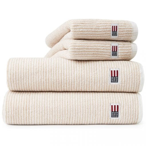 Lexington Håndkle White/Tan 70×130 cm – Eksklusivt Badehåndkle