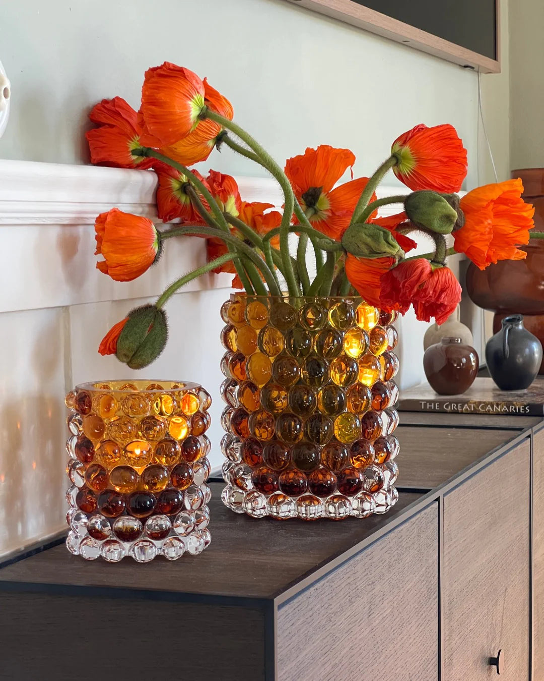 Skogsberg & Smart Hurricane Lamp Boule Medium – Amber | Eksklusiv Lyslykt i Munnblåst Glass