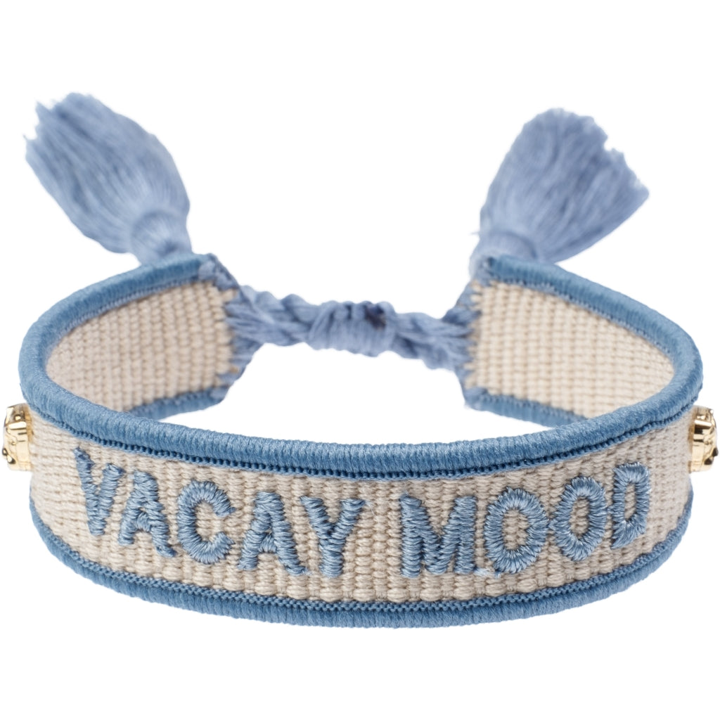 Dark - Woven Friendship bracelet  "Vacay Mood" Sand & Light Blue