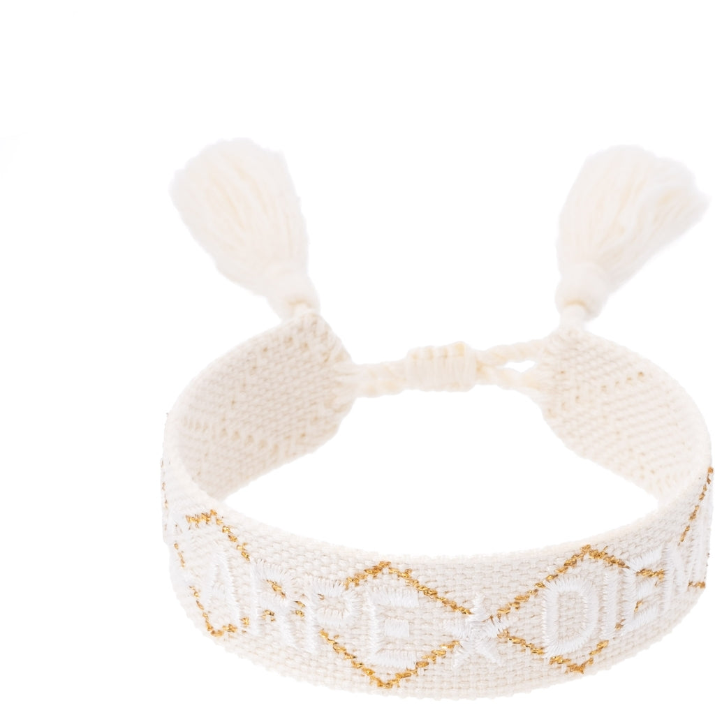 Dark - Woven Friendship bracelet "Carpe Diem" Vanilla W/Gold