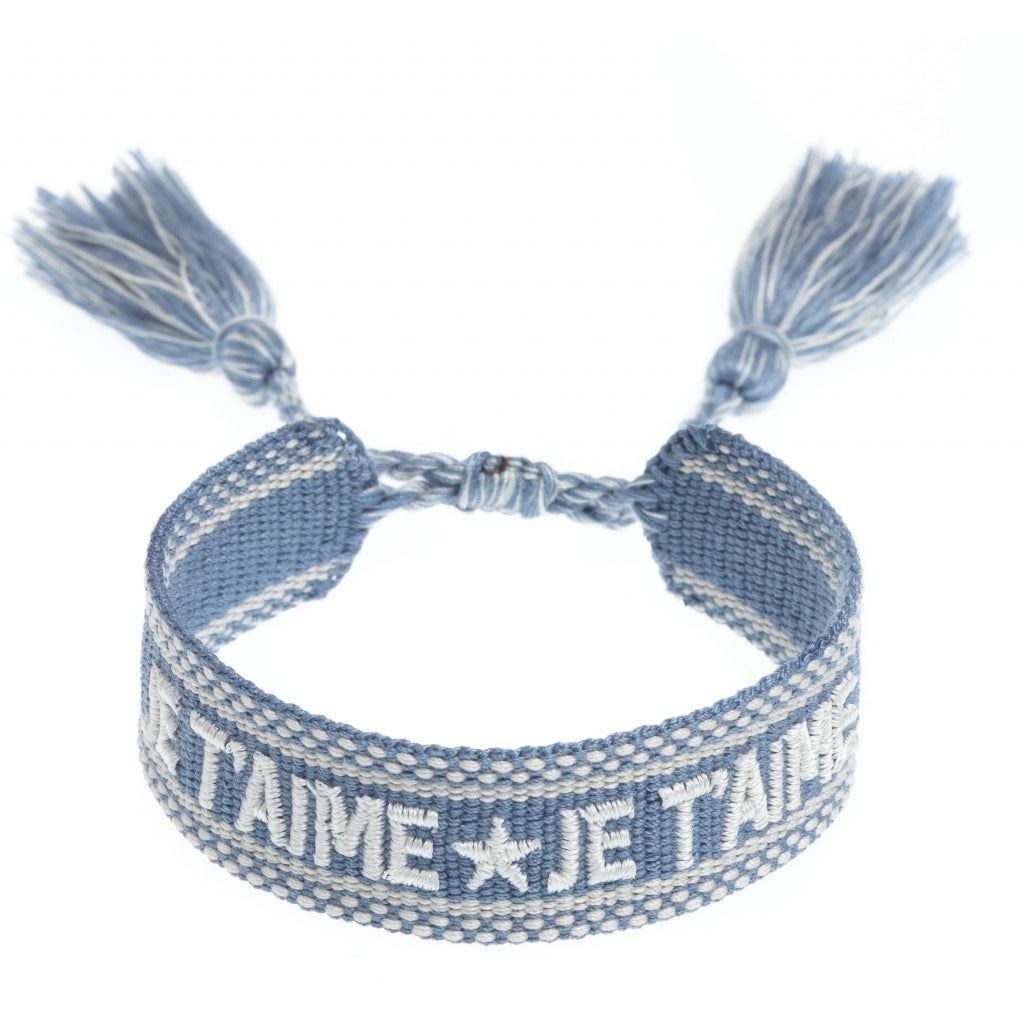DARK - Woven Friendship bracelet "Je T'aime" Light Blue