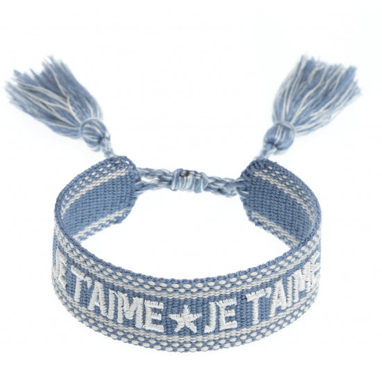 DARK - Woven Friendship bracelet "Je T'aime" Light Blue