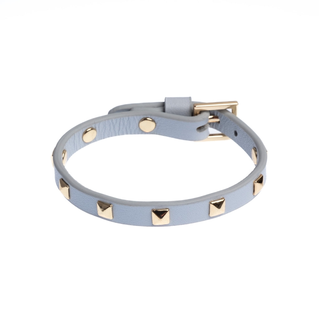 Dark - Leather Bracelet W/Studs mini  Cool Blue