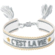 DARK - Woven Friendship bracelet "C'est La Vie" White W/Teal & Gold