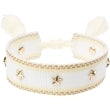 Dark -  Woven Friendship Bracelet W/Star Studs White W/Pale Yellow & Gold