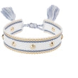 Dark -   Woven Friendship Bracelet W/Star Studs White W/Light Blue & Gold