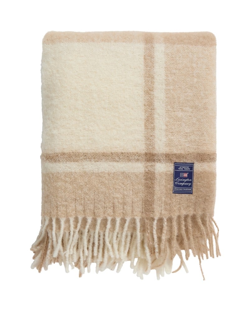 Teppe Lexington Checked mohair mix throw, beige/white