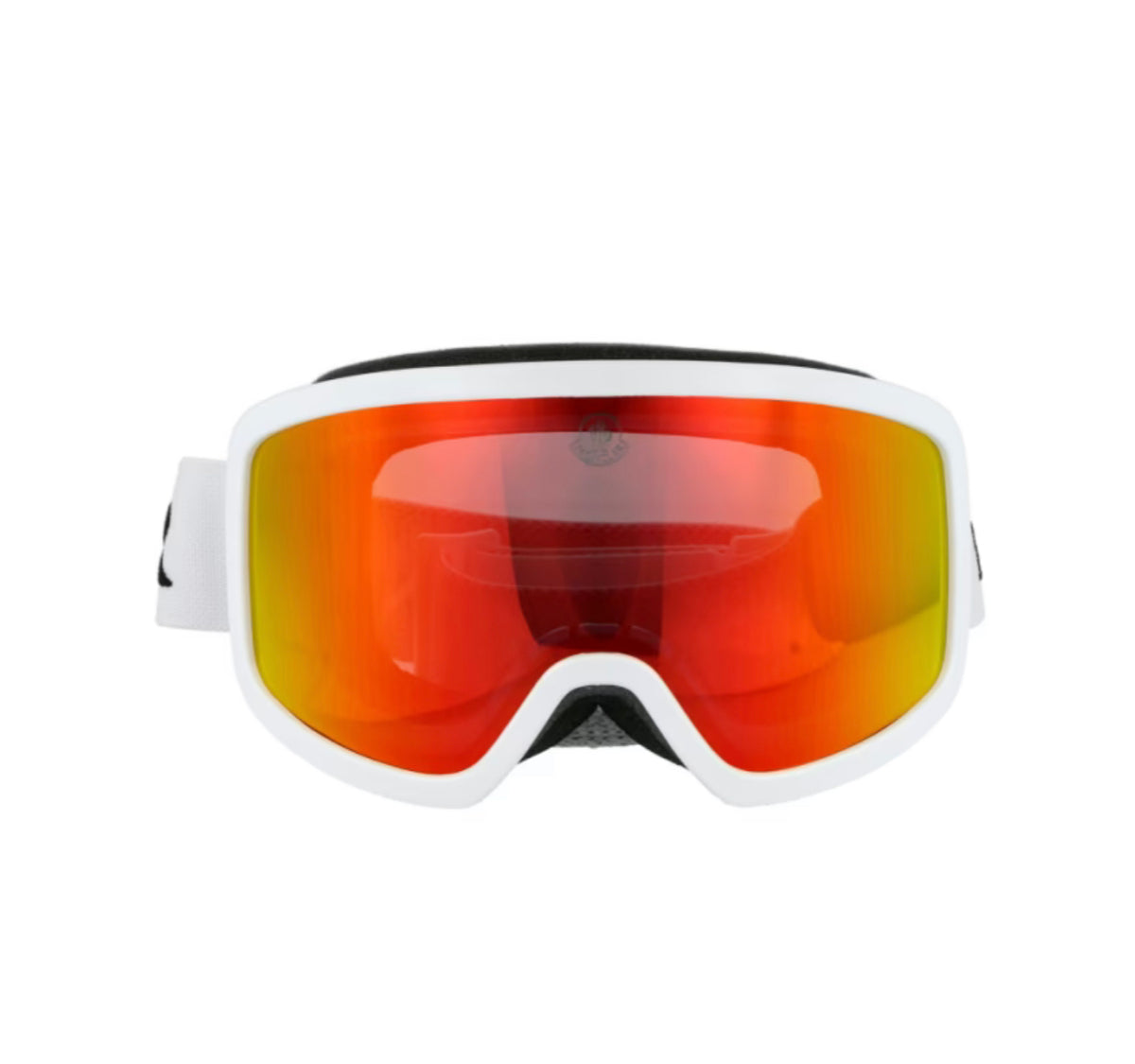 Moncler snowgoogles hvit med røde glass.