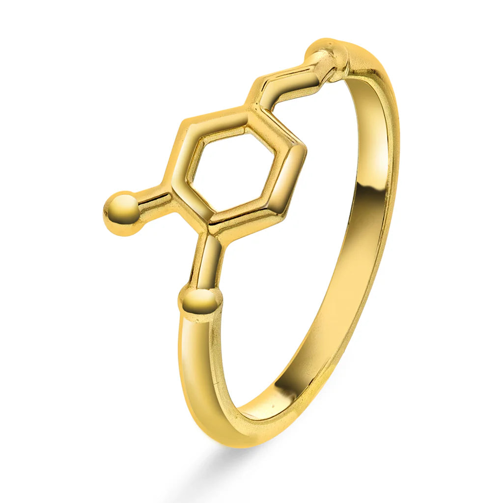 Sandra Lyng x by Pan Jewelry, Ring i forgylt sølv dopamin - motivasjon