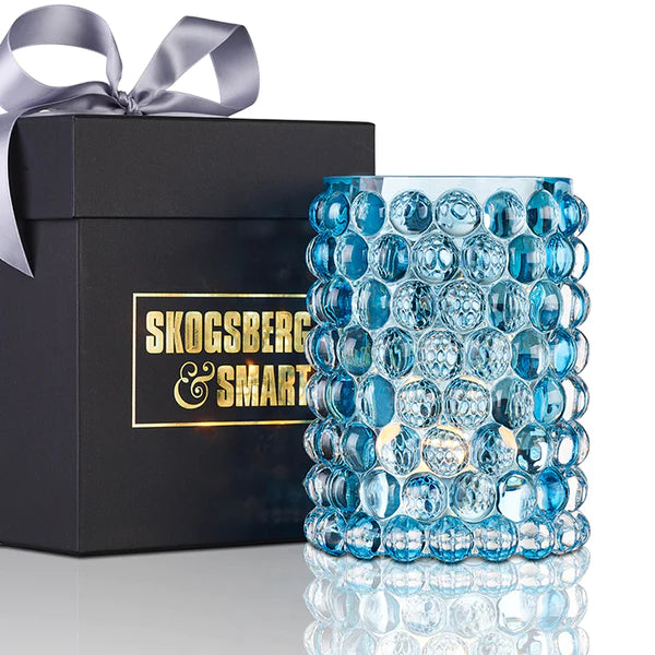 Skogsberg & Smart Hurricane Lamp Boule Stor Coral Blue – Eksklusiv Lyslykt i Munnblåst Glass
