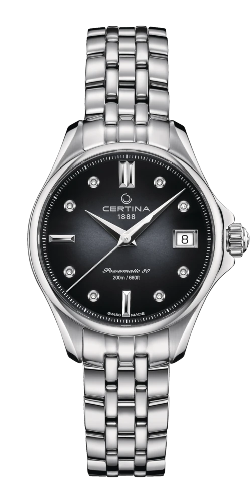 Certina DS Action Lady Automatic 34,5mm. Klokken har sort skive.