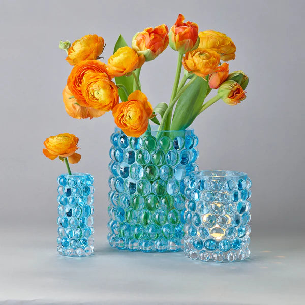 Skogsberg & Smart Hurricane Lamp Boule Stor Coral Blue – Eksklusiv Lyslykt i Munnblåst Glass