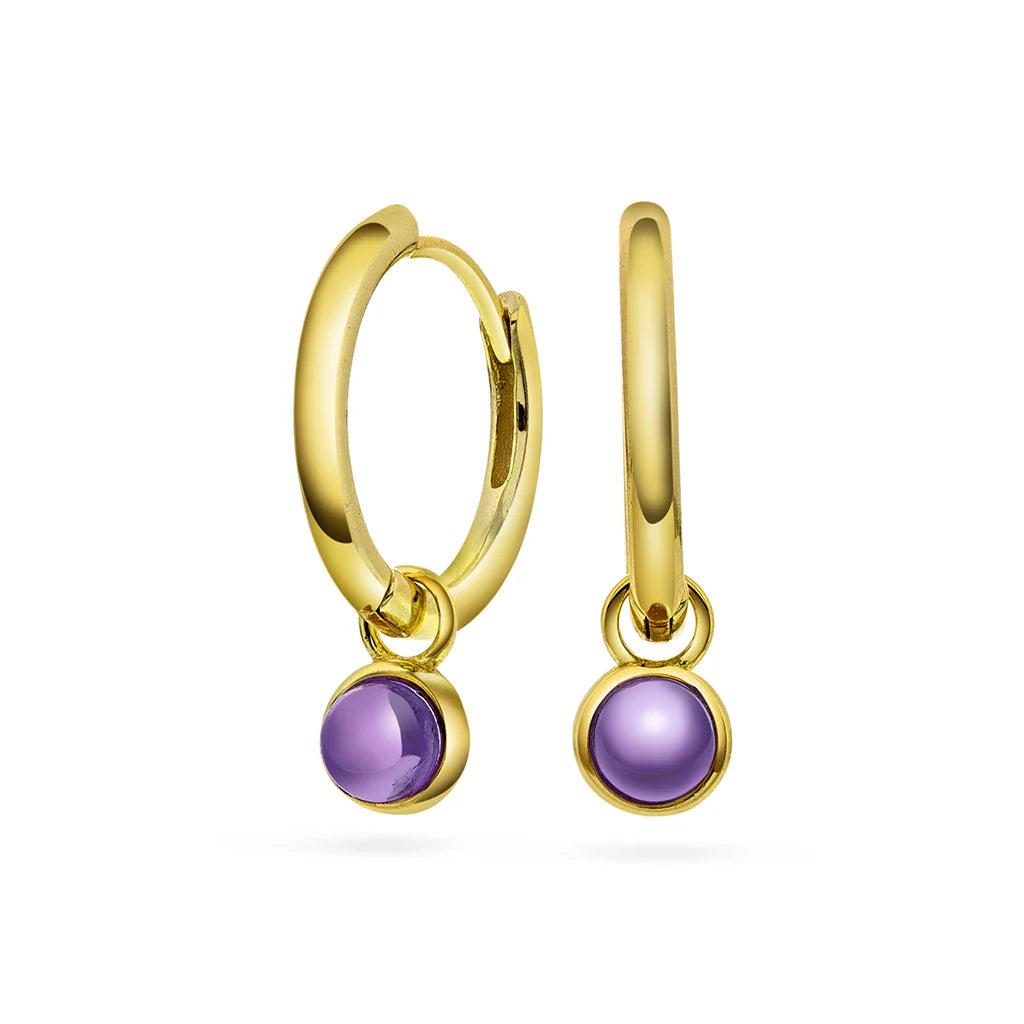 Sandra Lyng x by Pan Jewelry,Ørering i forgylt sølv med ametyst RO 18 mm