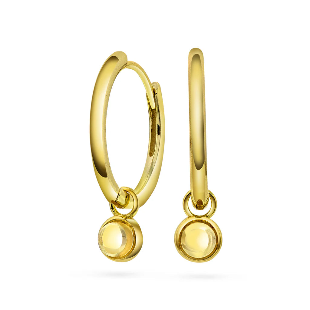 Sandra Lyng x by Pan Jewelry, Ørering i forgylt sølv med citrin GLEDE  18 mm