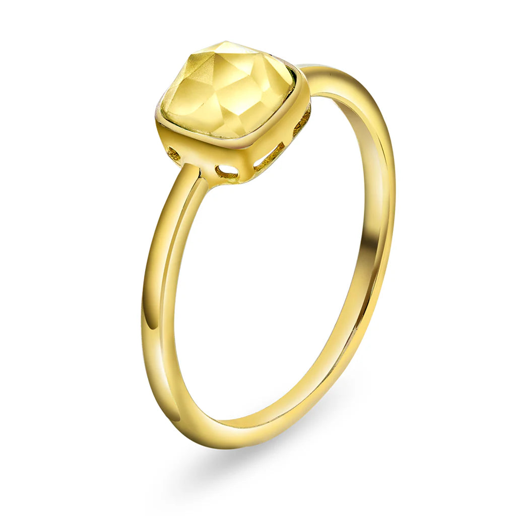 Sandra Lyng x by Pan- Ring i forgylt sølv, citrin GLEDE