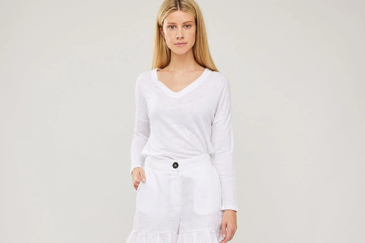 Ella&il Mynthe Linshorts i 100 % Lin – Høy Midje og Løs Passform