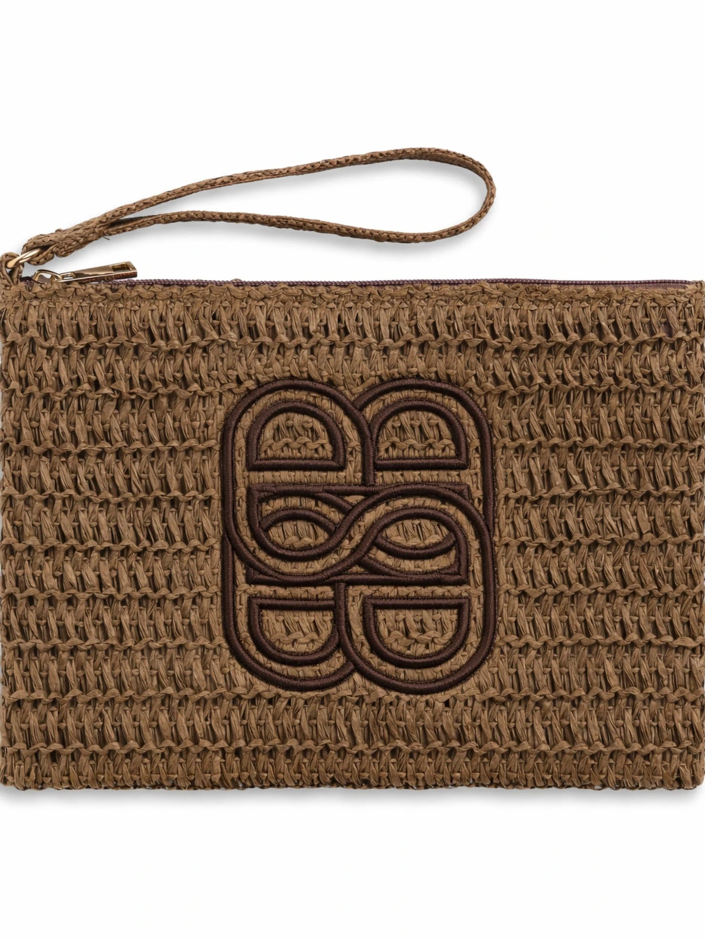 Ella&il Mim Stråclutch – Elegant Clutch i Strå med Glidelås Brown