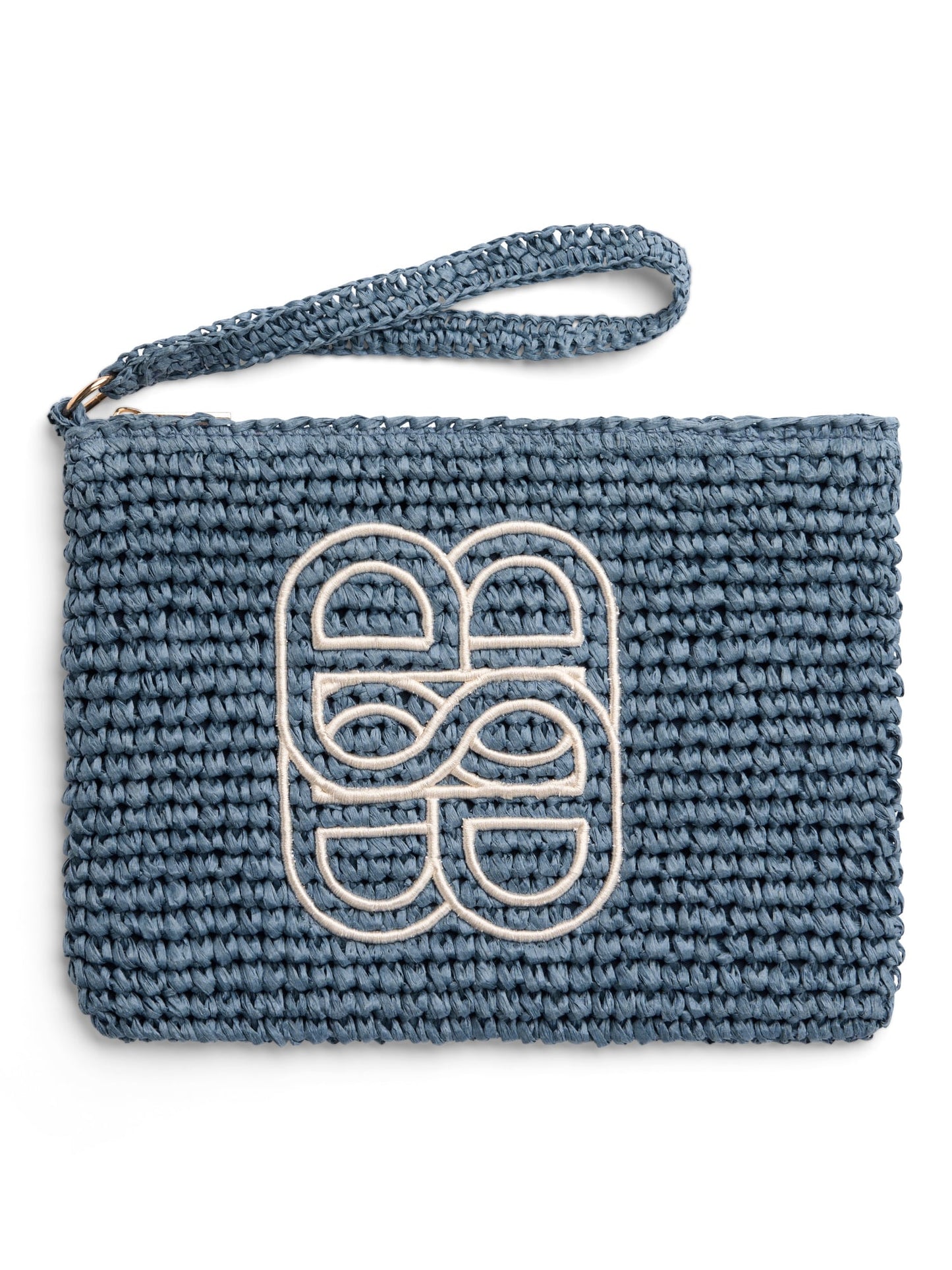 Ella&il Mim Stråclutch – Elegant Clutch i Strå med Glidelås blå