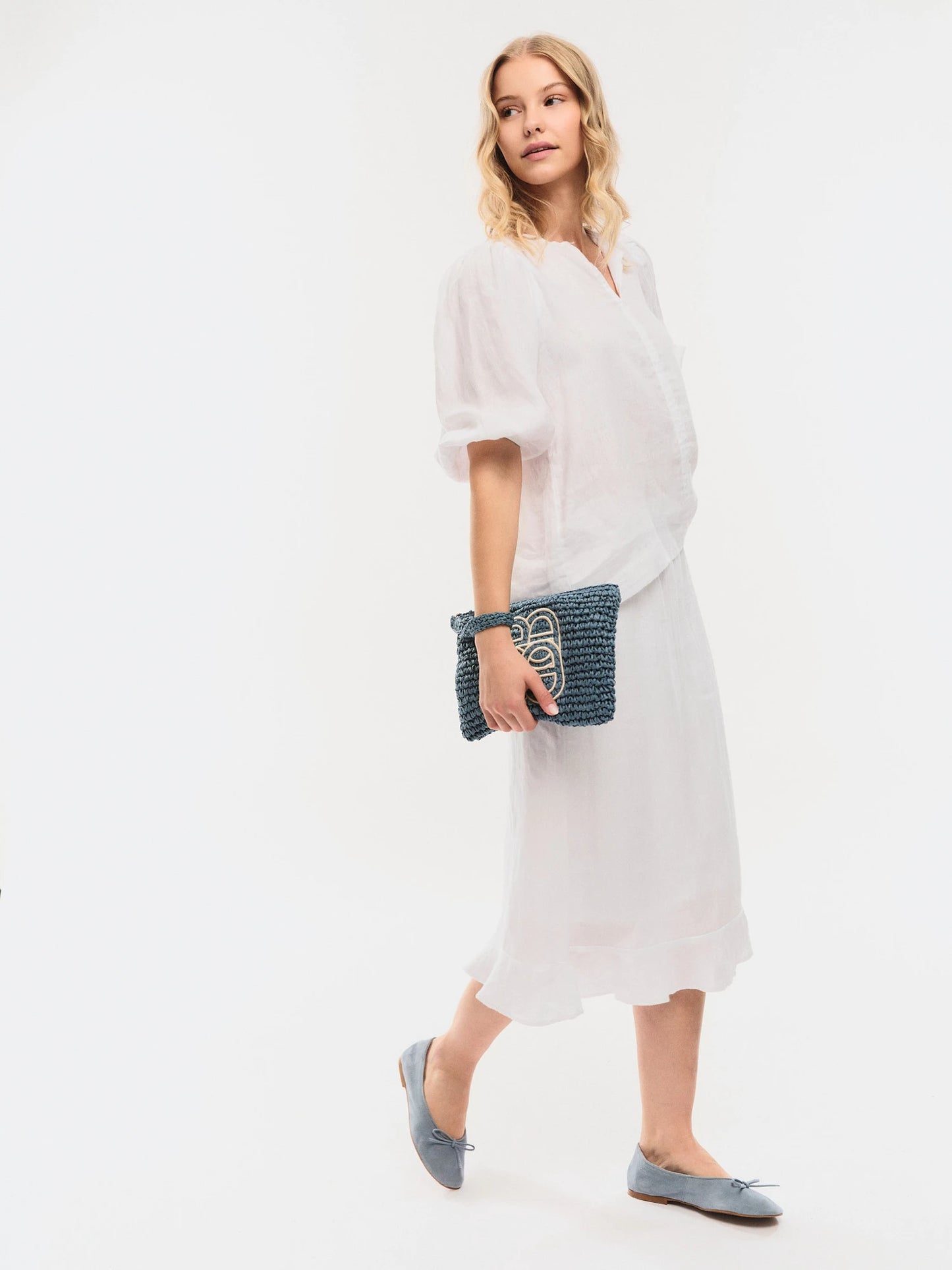 Ella&il Mim Stråclutch – Elegant Clutch i Strå med Glidelås blå