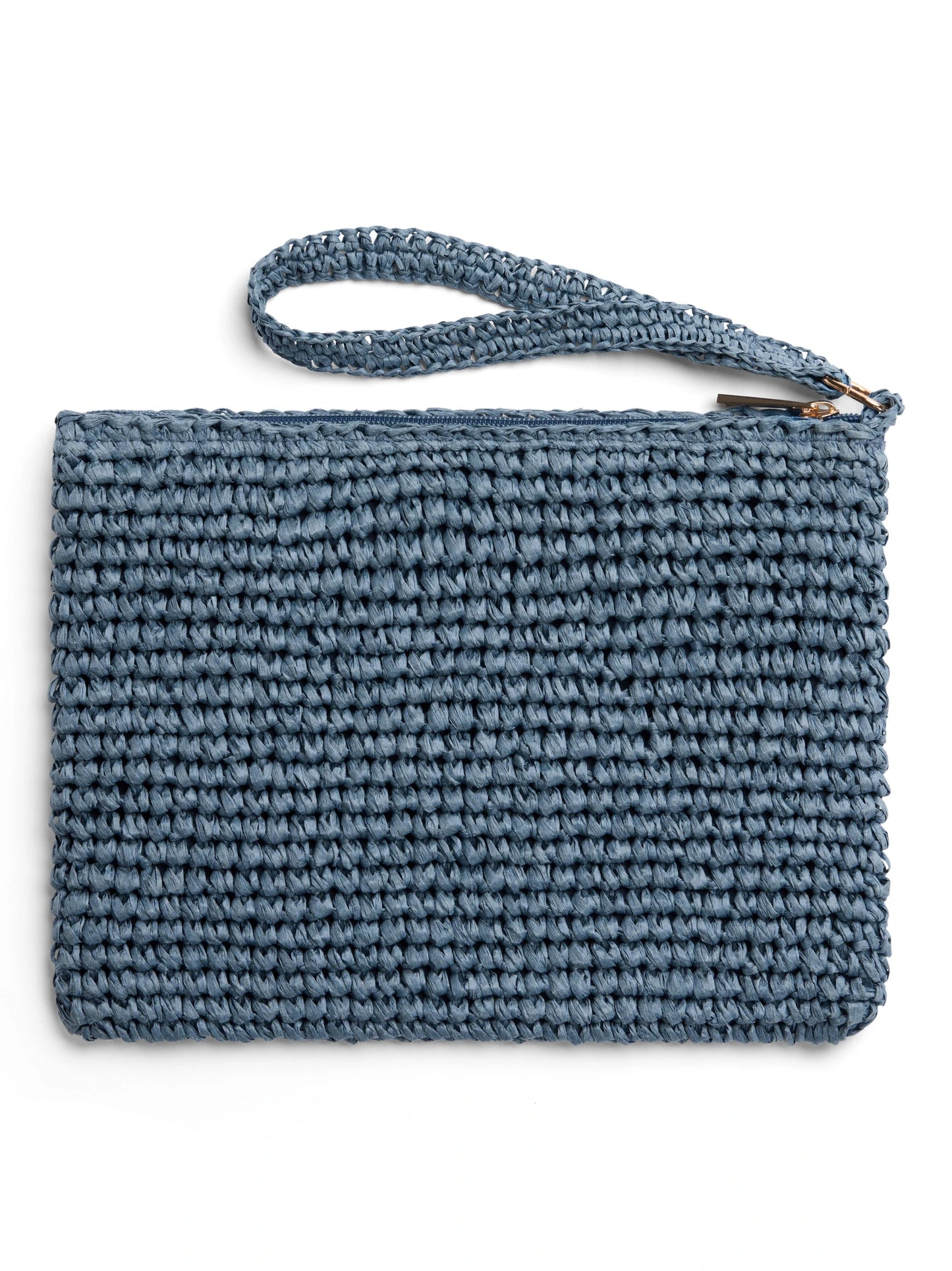 Ella&il Mim Stråclutch – Elegant Clutch i Strå med Glidelås blå