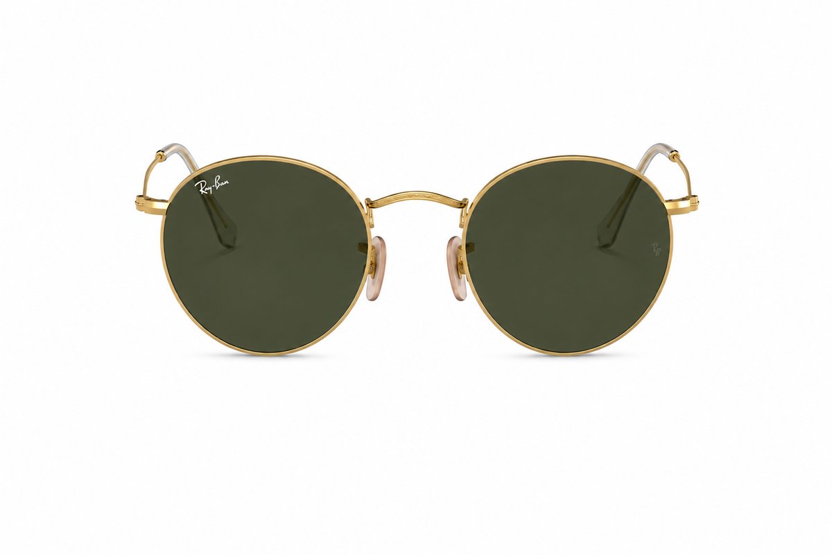 Ray-Ban Round Metal RB3447 001 – Arista Gold med G-15 Green