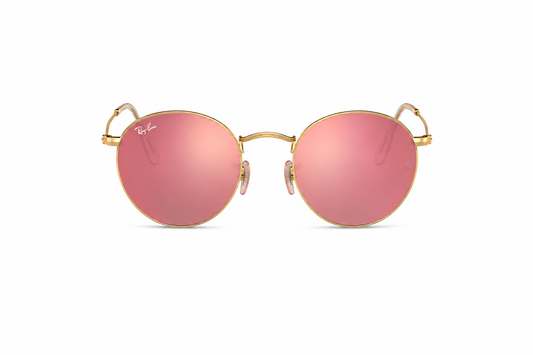 Ray-Ban Round Flash Lenses RB3447 112/Z2 – Matte Gold med Brown Mirror