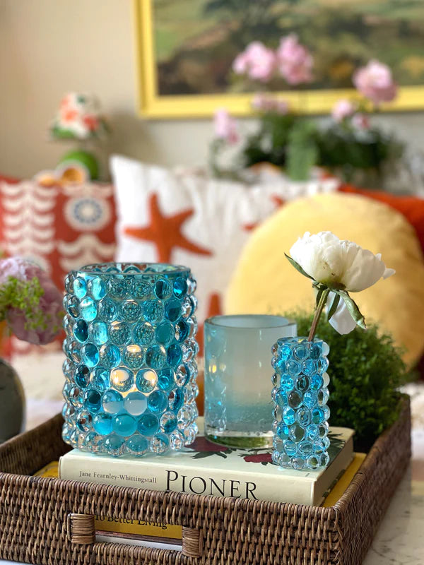 Skogsberg & Smart Hurricane Lamp Boule Stor Coral Blue – Eksklusiv Lyslykt i Munnblåst Glass