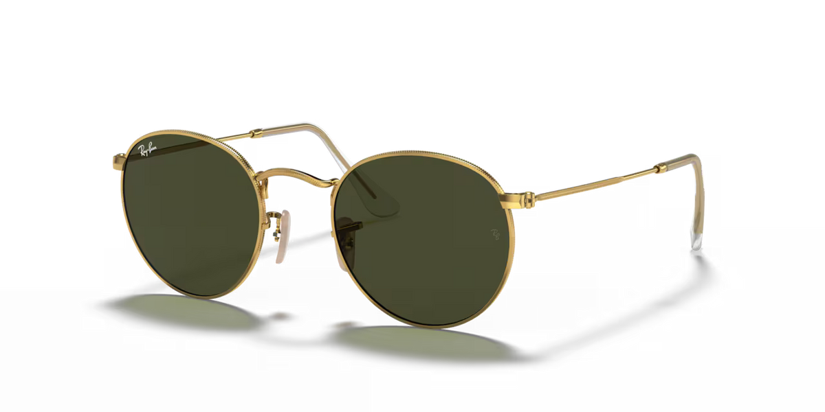 Ray-Ban Round Metal RB3447 001 – Arista Gold med G-15 Green