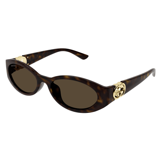 Gucci GG1662SA 002 Solbriller – Havana med Gull Detaljer