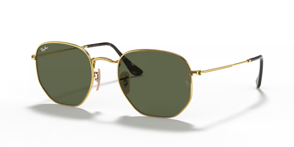 Ray-Ban Hexagonal Flat Lenses RB3548N 001 – Arista Gold med G-15 Green