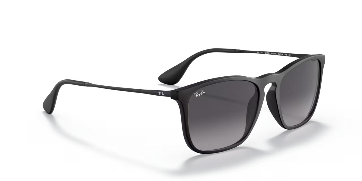 Ray-Ban Chris RB4187 622/8G – Matte Rubber Black med Grey Gradient
