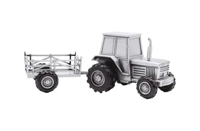 Sparebøsse Traktor med henger - fortinnet