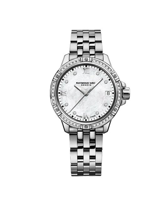 Raymond Weil Tango 5960-STS-00995 Dameklokke med Diamanter og Perlemorskive