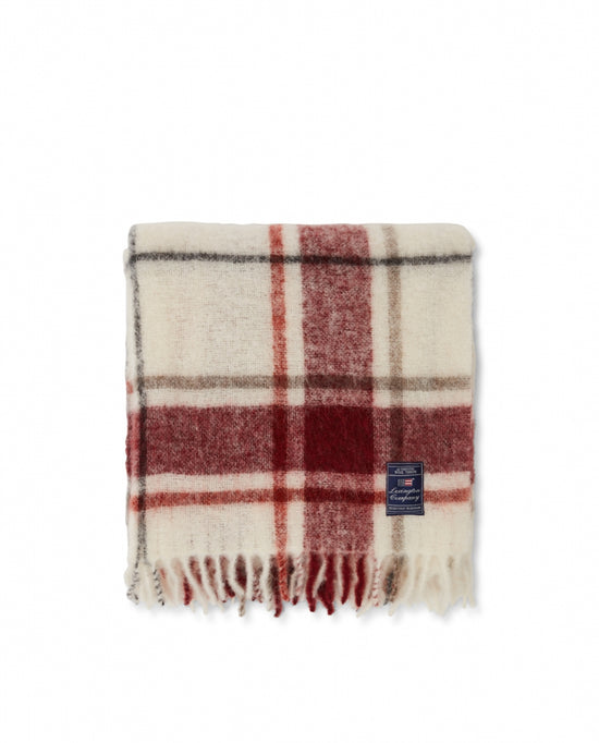 Lexington - Checked mohair wool mix throw, red multi