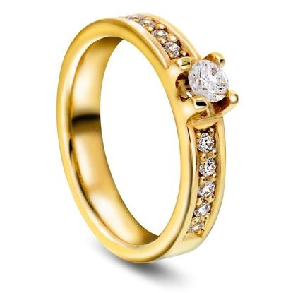 MOMENTS- FORLOVELSES-OG GIFTERINGER 4,0 mm m/ diamant 1* 0,2 wsi + 10*0,02 ct WSI