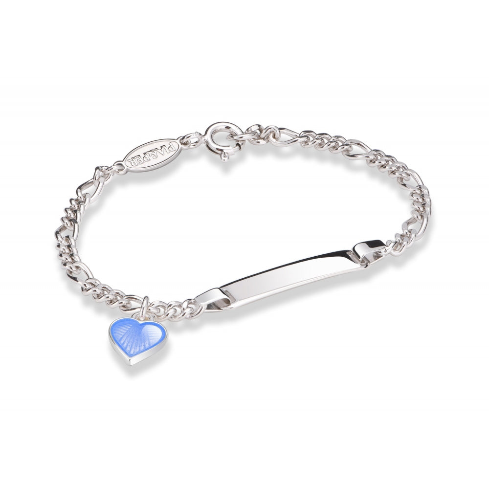 Pia&Per - ID-armbånd i sølv og emalje - Lyseblått hjerte