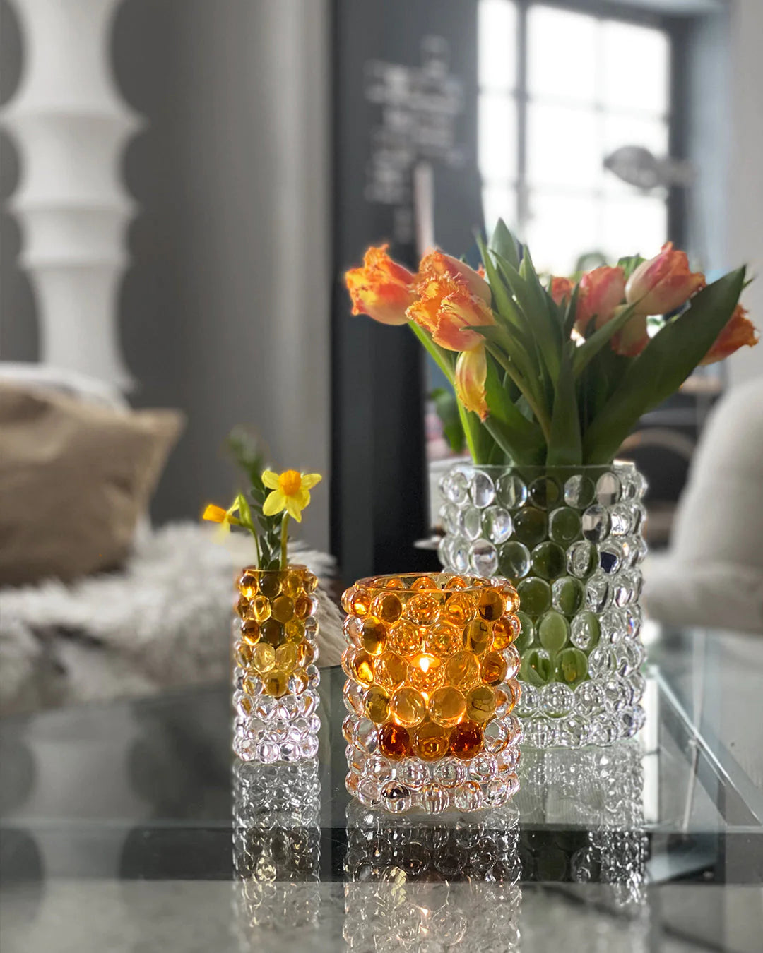 Skogsberg & Smart Hurricane Lamp Boule Medium – Amber | Eksklusiv Lyslykt i Munnblåst Glass