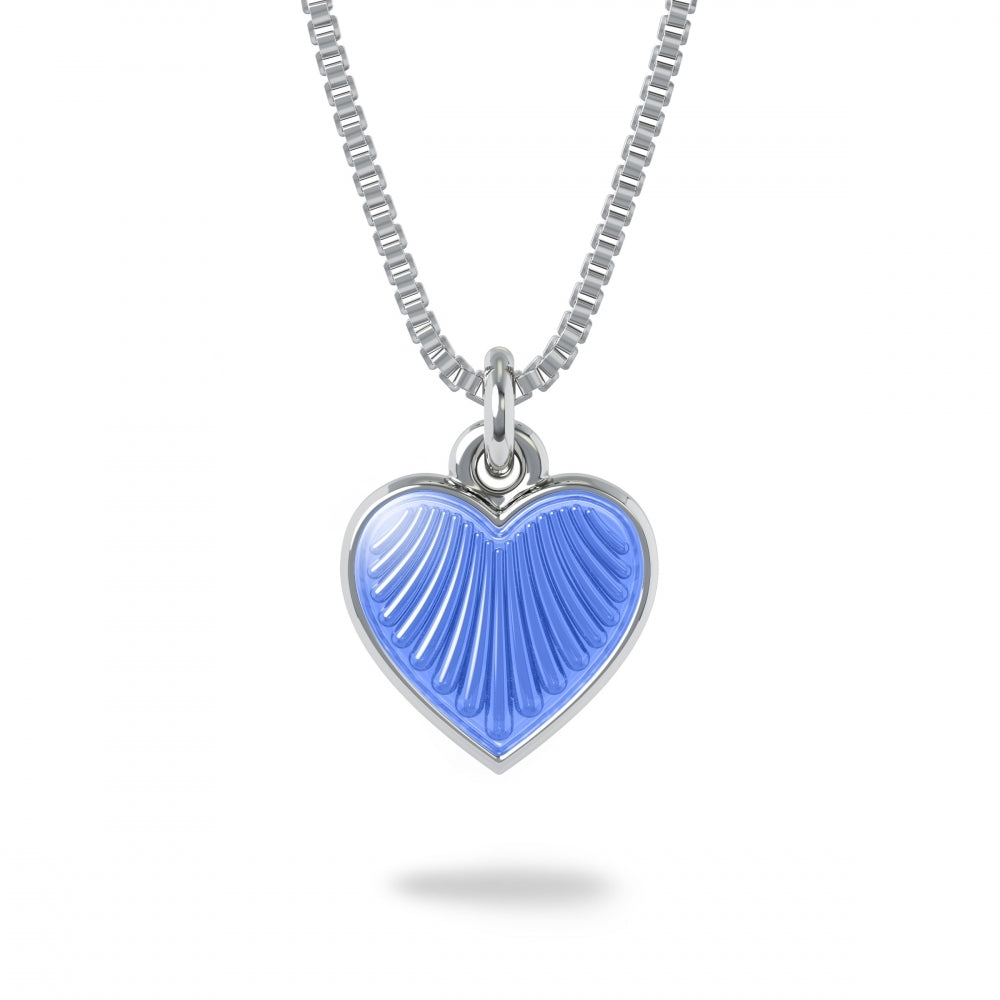 Pia&Per - halskjede i sølv emalje - Lyseblått hjerte