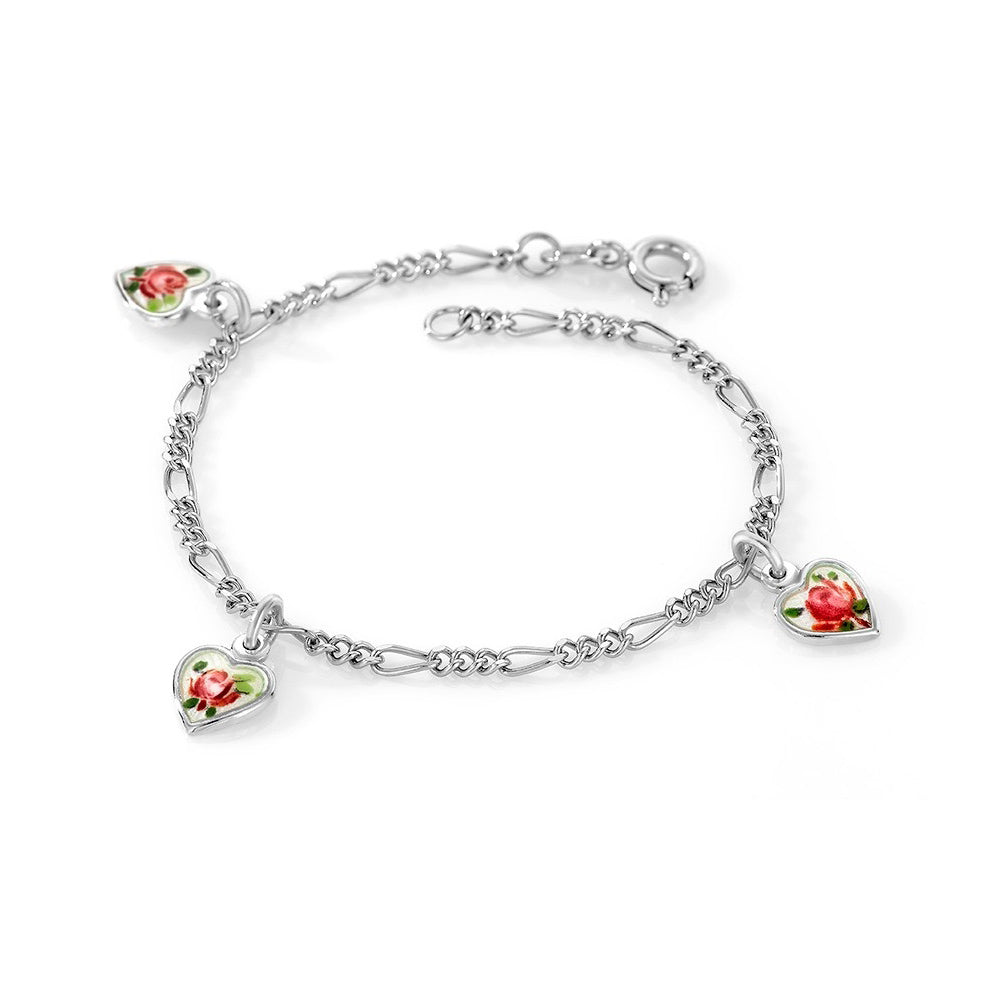 Pia&Per - Armbånd i sølv og emalje - Rosemotiv Hjerte