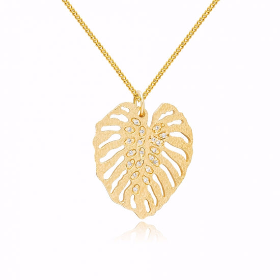 Belinda Jewelry - Monstera smykke i gull med diamanter