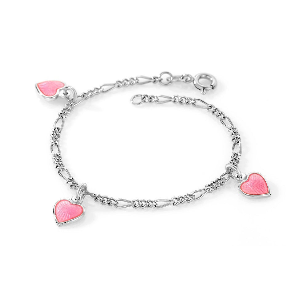 Pia&Per - Armbånd i sølv og emalje - Rosa Hjerte